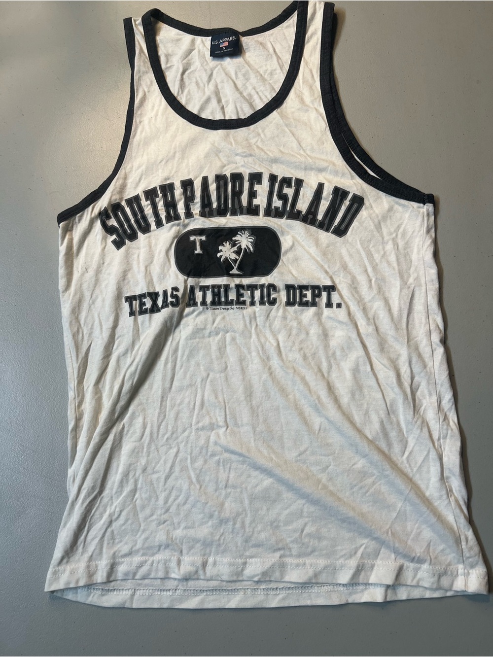 U.S. Apparel South Padre Island Texas Athletic Dept Graphic Tank Top White Small